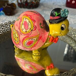 Colorful Turtle Bank Figurine with Hat made in Japan!!